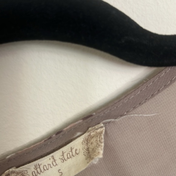 ALTAR’D State Taupe Gray Peplum Ruffle Top mesh nude sheer - Picture 5 of 6